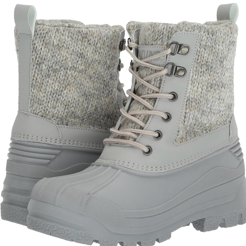 MUK LUKS Women’s Size 8 Gray Duck Boots Knit Winter Waterproof Rubber Sole Cozy - Picture 2 of 9
